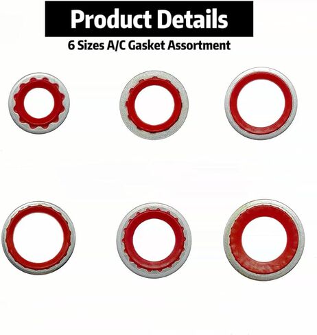 30PCS Air Conditioning Compressor Port Seal Washer Kit, 6 Sizes A/C Gasket Assortment, Original Equipment AC Compressor Seals, Automotive Self-Centered Bonded Seal Gasket Assortment in Kuwait