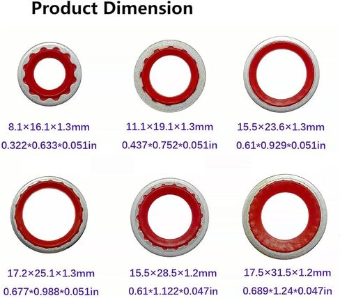 30PCS Air Conditioning Compressor Port Seal Washer Kit, 6 Sizes A/C Gasket Assortment, Original Equipment AC Compressor Seals, Automotive Self-Centered Bonded Seal Gasket Assortment in Kuwait