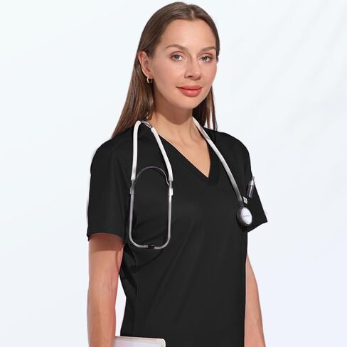 Scrubs for Women Set, V-Neck Scrub Top & Joggers Pants Sets, Slim Quick-dry Anti Wrinkle Yoga Waistband in Saudi Arabia