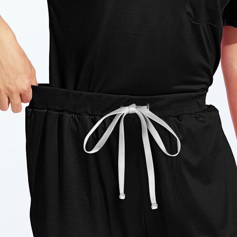 Scrubs for Women Set, V-Neck Scrub Top & Joggers Pants Sets, Slim Quick-dry Anti Wrinkle Yoga Waistband in Saudi Arabia