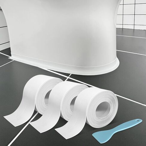 Caulk Tape, Toilet Caulk Strip Waterproof Self Adhesive, Caulking Tape for Kitchen, Toilet,Countertop, Bathroom, Sink, Bathtub, White PVC Caulk Strips for Bathroom Waterproof 1.5" x 31.5Ft with Tool in Saudi Arabia