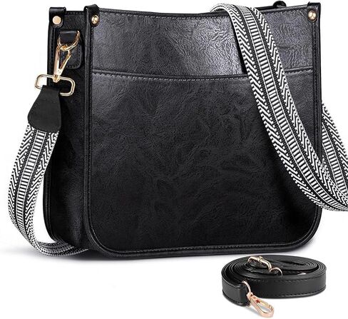 Leather Crossbody Bags for Women Vegan Leather Purses with 2 Pcs Replacement Adjustable Boho Strap & Leather Strap in Saudi Arabia