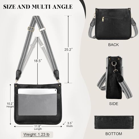 Leather Crossbody Bags for Women Vegan Leather Purses with 2 Pcs Replacement Adjustable Boho Strap & Leather Strap in Saudi Arabia