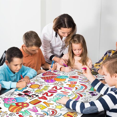 World Map Giant Coloring Poster - 31.5X 72 Inches - Versatile Classroom Wall Décor & Birthday Activity - Perfect as World Map Poster or Table Cover for School Parties and Special Events in Kuwait