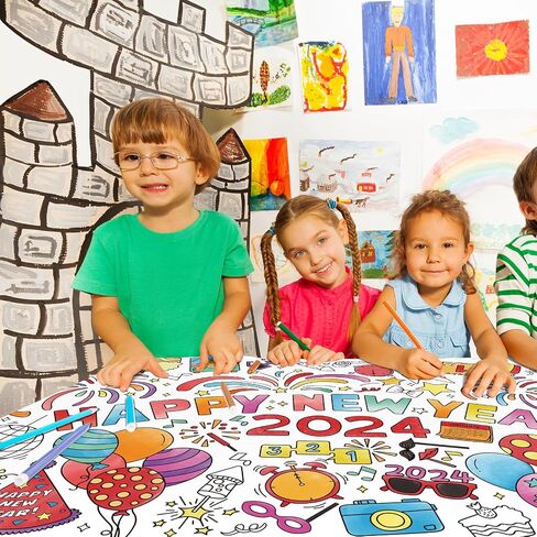 World Map Giant Coloring Poster - 31.5X 72 Inches - Versatile Classroom Wall Décor & Birthday Activity - Perfect as World Map Poster or Table Cover for School Parties and Special Events in Kuwait