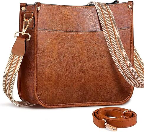 Leather Crossbody Bags for Women Vegan Leather Purses with 2 Pcs Replacement Adjustable Boho Strap & Leather Strap in Saudi Arabia