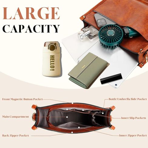 Leather Crossbody Bags for Women Vegan Leather Purses with 2 Pcs Replacement Adjustable Boho Strap & Leather Strap in Saudi Arabia