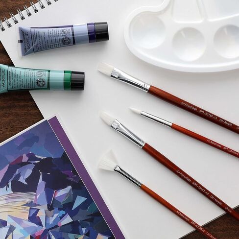 White Nylon Bristle Long Handle Filbert #12 Paint Brush with Wood Handle - Paint Brushes for Acrylic Paint, Oil or Watercolor Paint - Face Paint Application, Nail Art in Kuwait