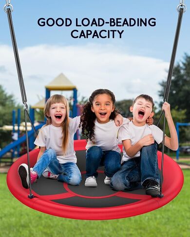 أرجوحة شجرة الصحن مقاس 43 بوصة للأطفال البالغين، أرجوحة صحن طائر مقاومة للماء مع أشرطة تعليق قابلة للتعديل، مقاعد متأرجحة للفناء الخلفي وملعب داخلي خارجي، أزرق in Kuwait