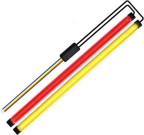 شريط إضاءة LED عالمي للدراجات النارية مقاس 11.8 بوصة، 3 في 1 ضوء فرامل DRLs أبيض وضوء إشارة الانعطاف كهرماني 108 شريط مرن للدراجات النارية والسيارات والمركبات ATV. (أبيض + كهرماني) in Kuwait