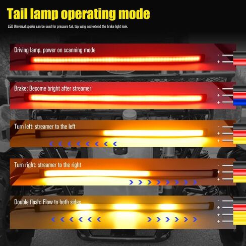 شريط إضاءة LED عالمي للدراجات النارية مقاس 11.8 بوصة، 3 في 1 ضوء فرامل DRLs أبيض وضوء إشارة الانعطاف كهرماني 108 شريط مرن للدراجات النارية والسيارات والمركبات ATV. (أبيض + كهرماني) in Kuwait