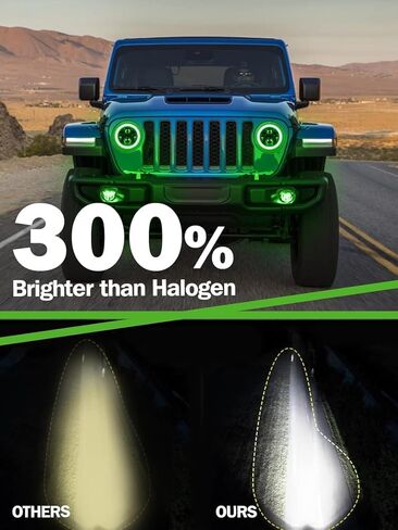 UNI-SHINE 7 بوصة هالة حمراء LED مصباح أمامي Hi/Lo Beam مع إشارة انعطاف كهرمان قطعتين 7 بوصة LED مصباح أمامي DOT Round H6024 LED مصباح أمامي متوافق مع Jeep Wrangler JK TJ CJ، متوافق مع Chevy in Kuwait