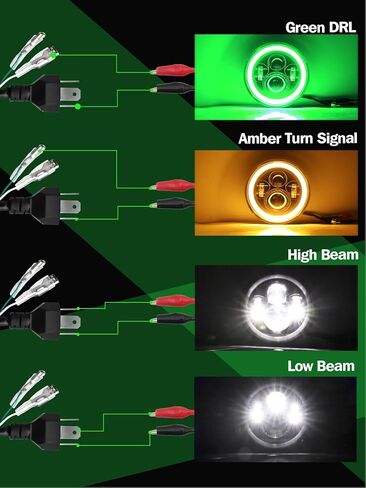 UNI-SHINE 7 بوصة هالة حمراء LED مصباح أمامي Hi/Lo Beam مع إشارة انعطاف كهرمان قطعتين 7 بوصة LED مصباح أمامي DOT Round H6024 LED مصباح أمامي متوافق مع Jeep Wrangler JK TJ CJ، متوافق مع Chevy in Kuwait