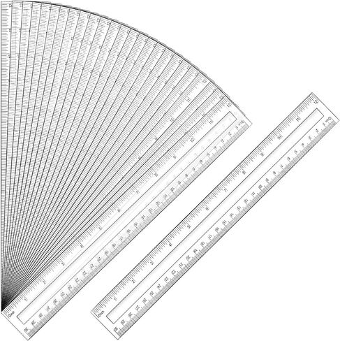 20 Pieces 12 Inch Transparent Rulers Plastic Rulers Straight Shatterproof Rulers for Kids Math Supplies Students School Office Measuring Tools (Multicolor) in Saudi Arabia