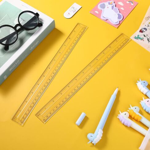 20 Pieces 12 Inch Transparent Rulers Plastic Rulers Straight Shatterproof Rulers for Kids Math Supplies Students School Office Measuring Tools (Multicolor) in Saudi Arabia