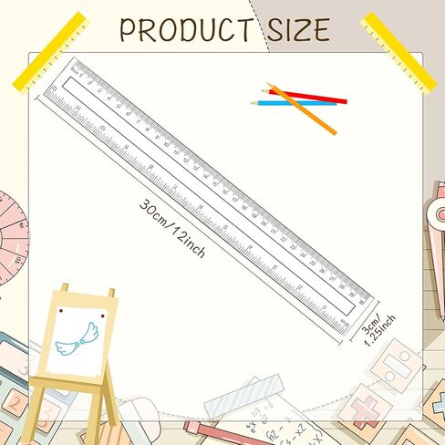 20 Pieces 12 Inch Transparent Rulers Plastic Rulers Straight Shatterproof Rulers for Kids Math Supplies Students School Office Measuring Tools (Multicolor) in Saudi Arabia