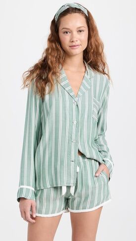 PJ Salvage Women's Loungewear Stripe Hype Pajama Pj Set, Rust, M in Saudi Arabia