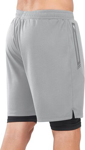NORTHYARD Men's Mesh 2 in 1 Workout Running Shorts 7" Athletic Gym Shorts with Liner and Phone Pockets in Saudi Arabia