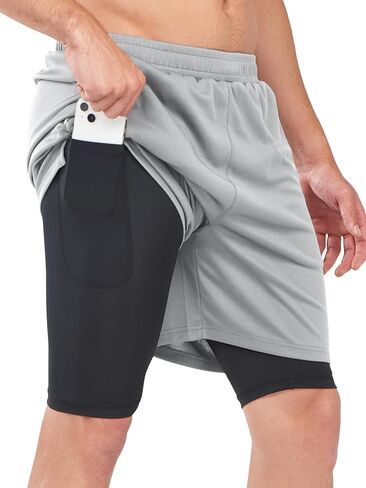 NORTHYARD Men's Mesh 2 in 1 Workout Running Shorts 7" Athletic Gym Shorts with Liner and Phone Pockets in Saudi Arabia