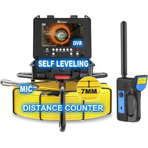Anysun Self Leveling Sewer Camera with Locator, Distance Counter, 7MM Thicker Cable, 300Ft/91.5M Pipe Inspection Camera with 9'' 1080P IPS Screen, IP68 Sewer Drain Camera with DVR Recorder & 32GB Card
