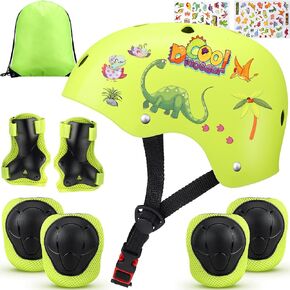 Syhood Kids Bike Helmet for Girls Boys Ages 3-5-8 with Wrist Guard and Knee Pads Elbow Pads Adjustable Protective Gear with DIY Stickers Bags for Holiday Toddler Skating Cycling