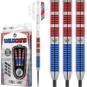 WINMAU Wildcats 90% Tungsten Darts Set with Flights and Stems (Shafts) - Prism Technology - Match Weighed