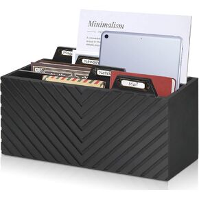 Wood Mail Organizer Countertop, Mail Holder with 3 Compartments, Mail Sorter Organizer Wall Mount, Desk Office Accessories Organizer for File Letter Paper, Mail Basket Bill Organizer for Desk Counter