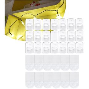60 Clips+66 Strips, Indoor Mini Light Clips with Adhesive Strips, Christmas Light Hooks, Damage Free Clips for Festival Decoration, Removable Mini Wall Hooks for Hanging, Clear