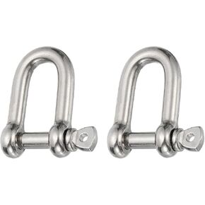 PATIKIL Screw Pin Shackle 10mm 3/8" 1100lb, 2Pcs 316 Stainless Steel Forged D Shackle Marine Grade for Chains Wire Rope Outdoor, Silver