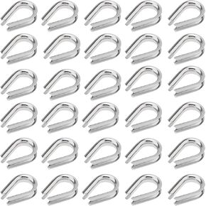 50Pcs M6 Wire Rope Thimbles 1/4", Stainless Steel Thimble for Diameter Cable Rigging, Clothesline, Rope Hardware Fittings in Kuwait