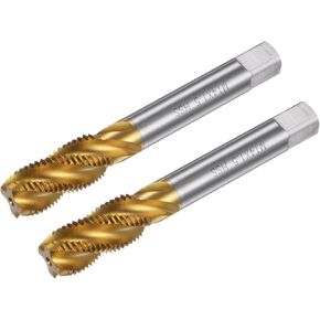 uxcell 2pcs Spiral Flute Thread Taps, Metric M14 x 1.5 H2 Screw Threading Tap, Titanium Coated M2 High Speed Steel Machine Tapping Tools for Machinist Repair