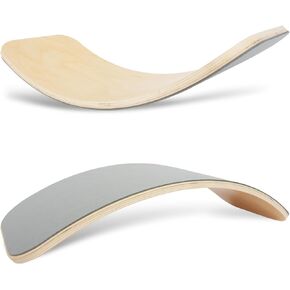 Wooden Wobble Balance Board, 33 Inch Rocker Board Natural Wood, Kids Toddler Open Ended Learning Toy, Yoga Curvy Board for Office & Classroom Adult