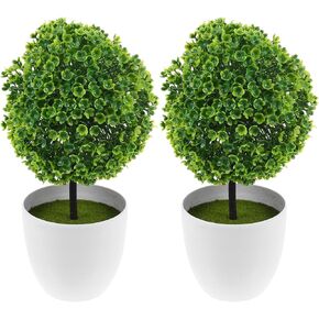 Ciieeo 2pcs Artificial Plant Ball Artificial Plants in Pots Artificial Shaped Tree Bathroom Decor Artificial Potted Plants Potted Topiary Trees Mini Faux Small Potted Plants Desk Office