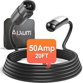 Alxum Tesla Charger Extension Cord - 20ft for Level 1 and Level 2 EV Chargers Tesla Wall Connector 12KW 50Amp 240V Suitable for Tesla Models IP67 Waterproof & Fire Resistant