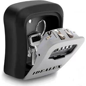 Key Lock Box Wall Mounted, Key Storage Box Capacity 5-8 Keys, Keylock Box with 4-digital Code, Weatherproof Resettable Code House Key Safe Security Lock Box for Home, Outdoor
