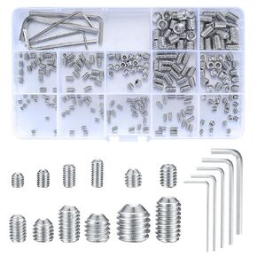 Allen Set Screw Set, 420 PCS Hex Drive Cup Tip Screw Combination Kit Stainless Steel for Door Handles, Bathroom Accessories with Hex Wrench, Metric M3/M4/M5/M6/M8 Allen Screws