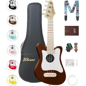 Soprano Ukulele, Stylish Shape with White Pickguard Spruce 21.5 inch Ukelele Beginner Kit with Gig Bag, Digital Tuner, Replacing Strings, 3 Guitar Picks, Strap, Cloth, Mint Green, P005WGN