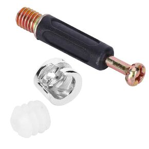 100 Sets 3-in-1 Eccentric Wheel Connecting Piece Furniture Screw Nut Kit, Including Screw Connecting Rod, Eccentric Wheel and Pre-Buried Nut