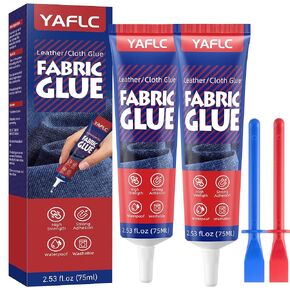 غراء نسيج YAFLC دائم 75 مل، غراء قماش للرقعة، غراء قماش شفاف للملابس قابل للغسل بشكل دائم، غراء جلدي لجميع الأقمشة، القطن، الدنيم، الفانيلا، البوليستر
