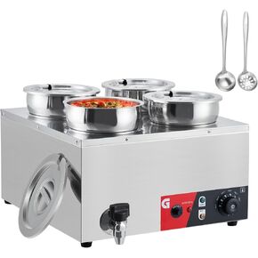 GarveeTech Commercial Soup Warmer 2X7.4QT - Stainless Steel Buffet Bain Marie, 86-185℉ Adjustable Temp, Anti-Dry Burn, Reset Button, 1200W Electric Food Warmer for Restaurant in Kuwait