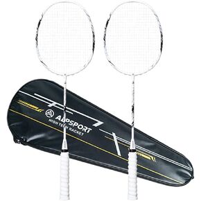 Ink Mountain Painting Original Design 4U G5 Pro Graphite Badminton Rackets Sets of 2, Full Carbon Fiber Racquets with 1 Leather Bag, 2 Tied Grips Tapes, Sports Padel Raket for Training