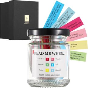 Bible Verse Jar with Greeting Card, Read Me When Bible Verses Jar for Emotions and Feelings, Prayer Hope Jar Christian Gifts for Men Women