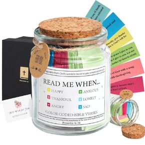 2024 New Bible Verse Jar,The Hope Jar,90Pcs Color Coded Bible Verses in a Jar,Bible Verses in a Jar,Read Me When Bible Verses Jar,Bible Verses for Emotions and Feelings,Bible Study Supplies