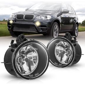 Fog Lights Compatible with BMW X1 X2 X3 X4 (F48 F39 F25 F26, Halogen Lamp, w/o Adaptive Headlamps), X5 X6 F15 F16, 2011-2021, 1 Pair (Clear Lens)