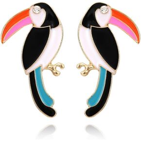coadipress Colorful Bird Stud Earrings for Women Girls Unique Cute Enamel Small Crystal Metal Flying Animal Magpie Hummingbird Statement Studs Jewelry