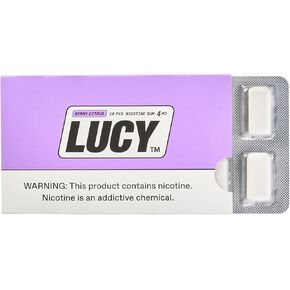 Lucy Nicotine Gum 4mg, 100 Count [Pomegranate] - Convenient, Quality Ingredients, Take On-The-Go | Pomegranate Flavor