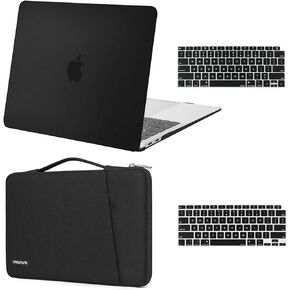 MOSISO Compatible with MacBook Air 13 inch Case 2022 2021 2020 2019 2018 Release A2337 M1 A2179 A1932 Retina Display Touch ID, Plastic Hard Shell&360 Protective Sleeve Bag&Keyboard Skin, Black