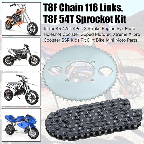 YOXUFA T8F Drive Chain 116 Links for 43cc 47cc 49cc 2-Stroke SSR SX50 Holeshot Coolster SYX Goped MotoTec APC Mini Chopper Super Pocket Dirt Bike 4 Wheeler ATV Quad Scooter Kid Mini Moto Heavy Duty in Saudi Arabia