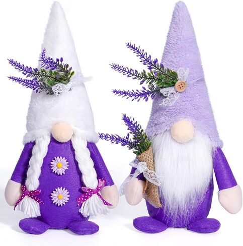 Summer Gnome Decorations for Home Lavender Decor Birthday Gifts Summer Gnomes Plush for Home Kitchen Tiered Tray Father‘s Day in Saudi Arabia