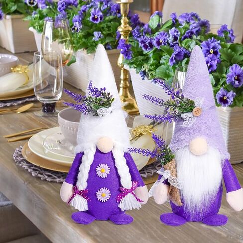Summer Gnome Decorations for Home Lavender Decor Birthday Gifts Summer Gnomes Plush for Home Kitchen Tiered Tray Father‘s Day in Saudi Arabia